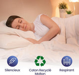 SLEEPZEN Protege Matelas 200x220 Impermeable, Respirant, Silencieux, Hypoallergénique, Coton, Alese 200x220 Qualité Supérieure Certifié Oeko-Tex®, Coins Élastiques