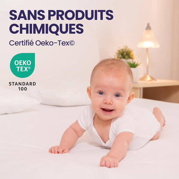 SLEEPZEN Protege Matelas 200x220 Impermeable, Respirant, Silencieux, Hypoallergénique, Coton, Alese 200x220 Qualité Supérieure Certifié Oeko-Tex®, Coins Élastiques
