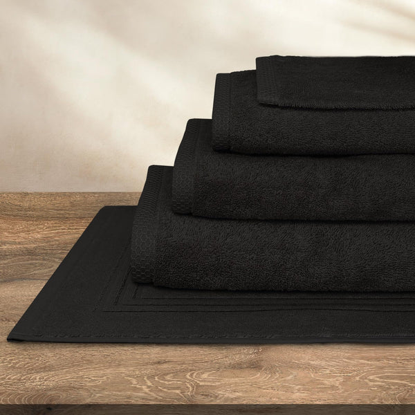 SLEEPZEN Lot de 2 Tapis de Bain 50x80cm Noir - 100% Coton Bio Certifié GOTS 800gr/m2 - Tapis Salle de Bain - Tapis Absorbant, 3 Couleurs, Lavable en Machine - Très Doux, Moelleux, Épais