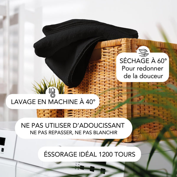 SLEEPZEN Lot de 2 Tapis de Bain 50x80cm Noir - 100% Coton Bio Certifié GOTS 800gr/m2 - Tapis Salle de Bain - Tapis Absorbant, 3 Couleurs, Lavable en Machine - Très Doux, Moelleux, Épais