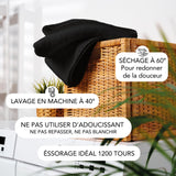 SLEEPZEN Lot de 2 Tapis de Bain 50x80cm Noir - 100% Coton Bio Certifié GOTS 800gr/m2 - Tapis Salle de Bain - Tapis Absorbant, 3 Couleurs, Lavable en Machine - Très Doux, Moelleux, Épais
