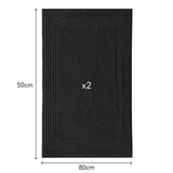 SLEEPZEN Lot de 2 Tapis de Bain 50x80cm Noir - 100% Coton Bio Certifié GOTS 800gr/m2 - Tapis Salle de Bain - Tapis Absorbant, 3 Couleurs, Lavable en Machine - Très Doux, Moelleux, Épais