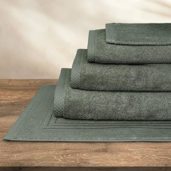 SLEEPZEN Lot de 2 Tapis de Bain 50x80cm Green Bay - 100% Coton Bio Certifié GOTS 800gr/m2 - Tapis Salle de Bain - Tapis Absorbant, 3 Couleurs, Lavable en Machine - Très Doux, Moelleux, Épais