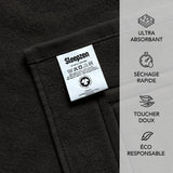 SLEEPZEN Lot de 2 Tapis de Bain 50x80cm Noir - 100% Coton Bio Certifié GOTS 800gr/m2 - Tapis Salle de Bain - Tapis Absorbant, 3 Couleurs, Lavable en Machine - Très Doux, Moelleux, Épais