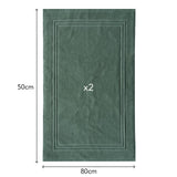 SLEEPZEN Lot de 2 Tapis de Bain 50x80cm Green Bay - 100% Coton Bio Certifié GOTS 800gr/m2 - Tapis Salle de Bain - Tapis Absorbant, 3 Couleurs, Lavable en Machine - Très Doux, Moelleux, Épais
