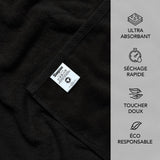 SLEEPZEN - Lot Gant de Toilette Coton Bio (Lot de 6 - Noir) Certifié GOTS - 500 g/m² Certifié Oeko-Tex - Gants de Toilette Ultra-Absorbant - Extra Doux - Fabriqué au Portugal