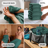 SLEEPZEN Lot de 2 Tapis de Bain 50x80cm Teal - 100% Coton Bio Certifié GOTS 800gr/m2 - Tapis Salle de Bain - Tapis Absorbant, 3 Couleurs, Lavable en Machine - Très Doux, Moelleux, Épais