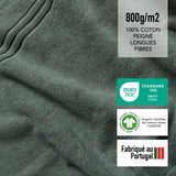 SLEEPZEN Lot de 2 Tapis de Bain 50x80cm Green Bay - 100% Coton Bio Certifié GOTS 800gr/m2 - Tapis Salle de Bain - Tapis Absorbant, 3 Couleurs, Lavable en Machine - Très Doux, Moelleux, Épais