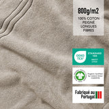 SLEEPZEN Tapis de Bain 50x80cm Beige (x1) - 100% Coton Bio Certifié GOTS 800gr/m2 - Tapis Salle de Bain - Tapis Absorbant, 3 Couleurs, Lavable en Machine - Très Doux, Moelleux, Épais
